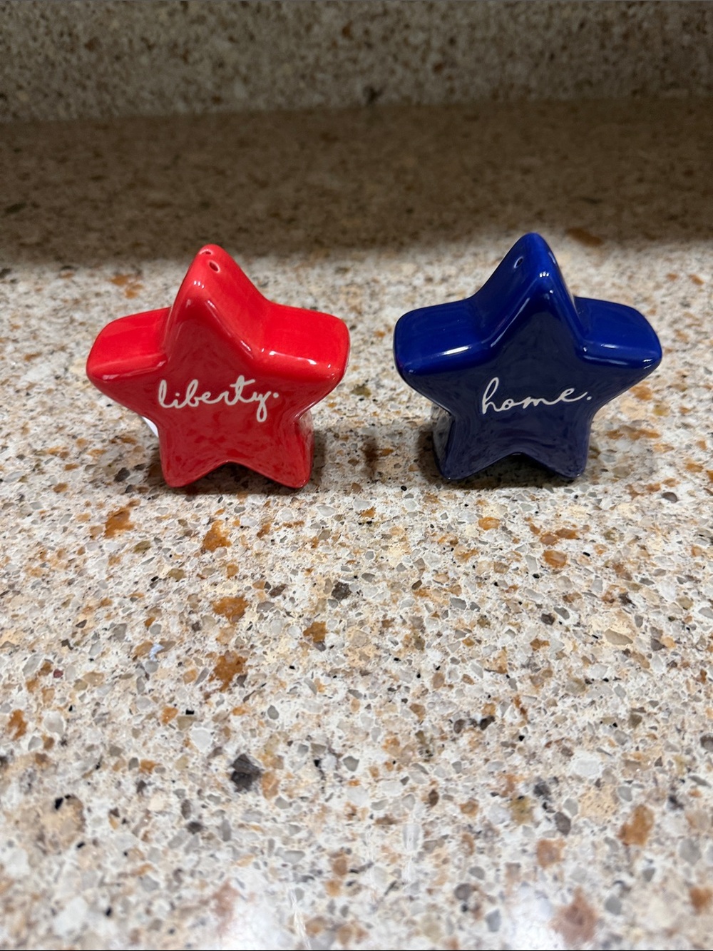 Red & Blue Star Salt and Pepper Shakers - 'liberty' and 'home'